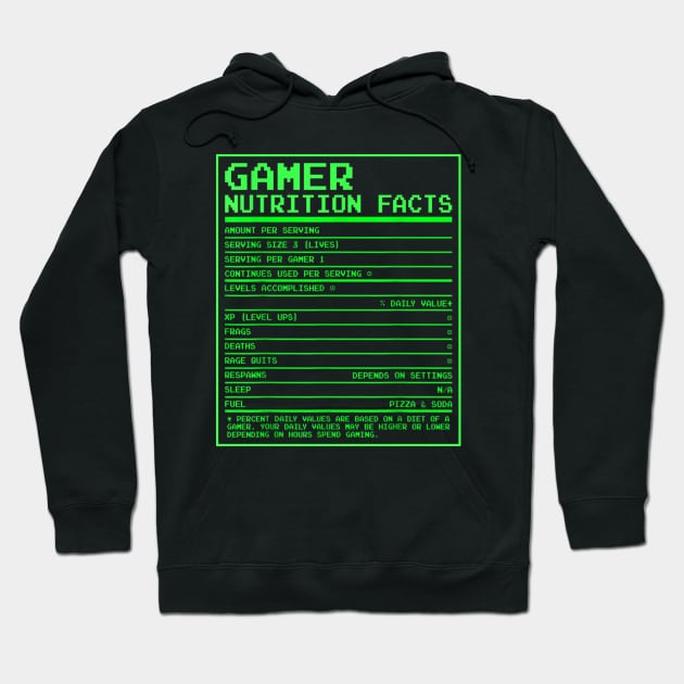 Gamer Nutritional Facts - Funny Gamer Video Game Hoodie by ChrifBouglas